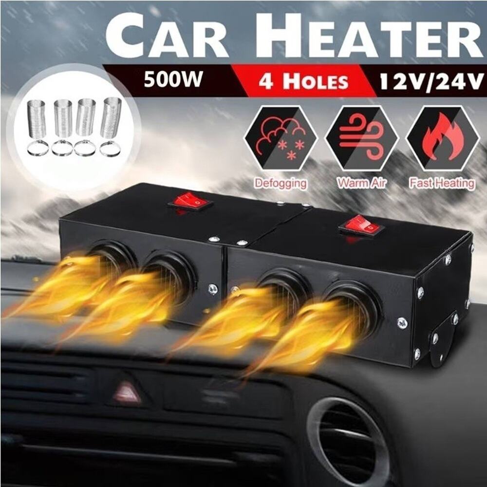 12V~24V 500W Portable Electric RV Truck Heater Heating Fan Defogger Defroster